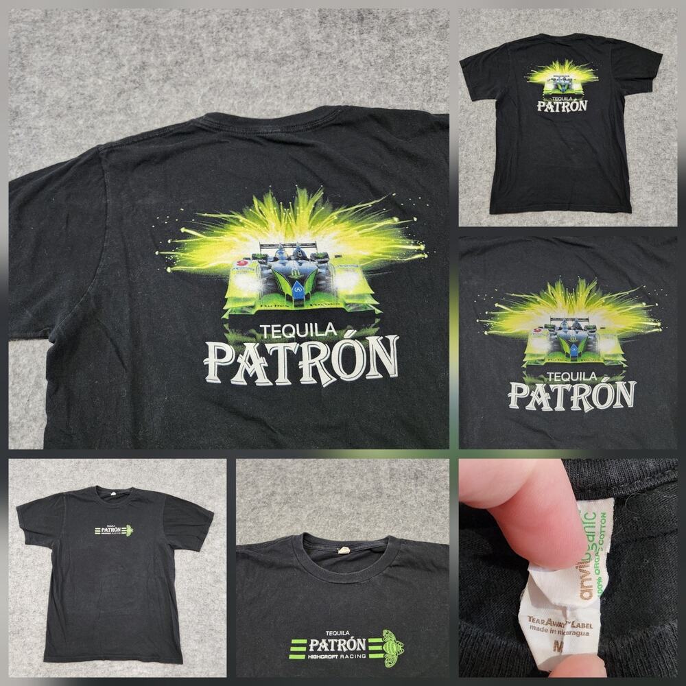 VTG Y2K Tequila Patron Highcroft Racing Men M Medium Double Side Graphic T Shirt